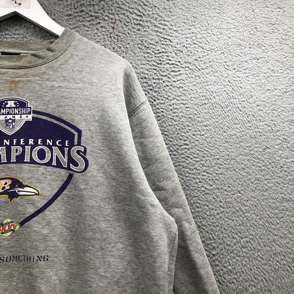 Vintage 2001 Nike Baltimore Ravens Super Bowl XXXV Sweatshirt Mens Large Gray - Picture 11 of 14